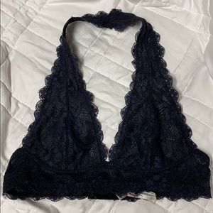 Black Free People Galloon Lace Halter Bra